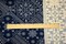 Deep Navy Blue-Multi Poly Bandana Printed Pebble Crepe Woven Fabric By the Yard